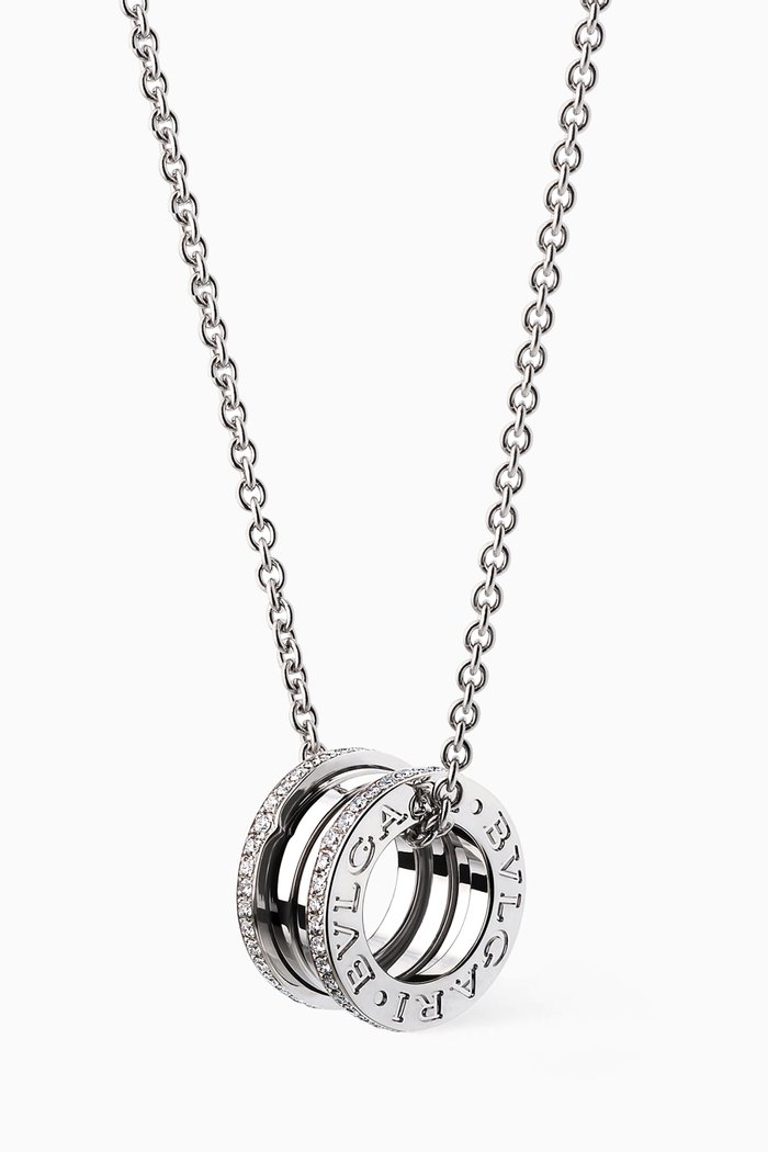 

White-gold B.zero1 Pendant With Pavé Diamonds Necklace, Silver
