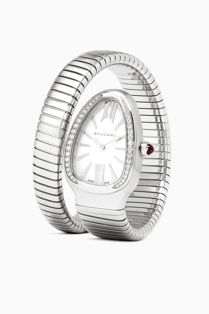 

Stainless Steel & Diamond Serpenti Tubogas Watch, Metallic