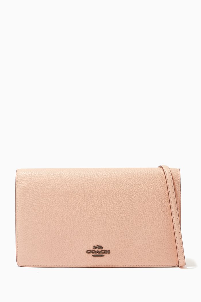 

Hayden Pebble Leather Crossbody Clutch, Pink