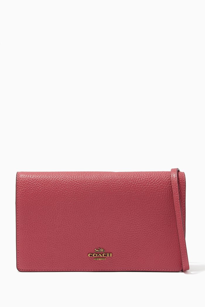 

Hayden Pebble Leather Crossbody Clutch, Red