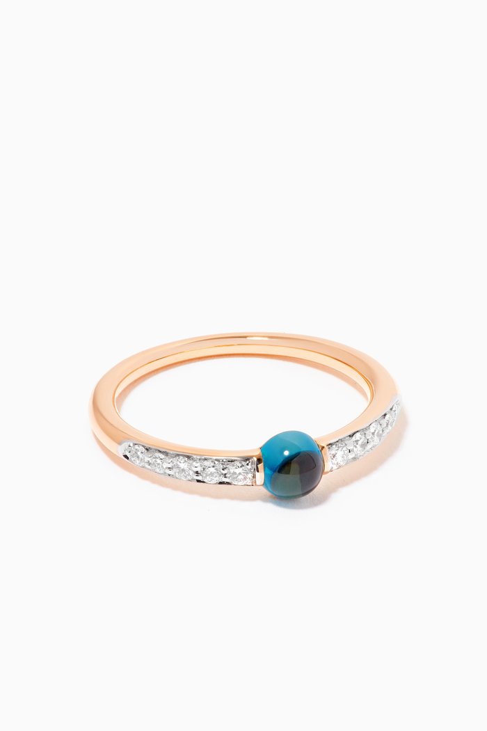 

M'ama non M'ama Ring with London Blue Topaz & Diamonds in 18kt Rose Gold