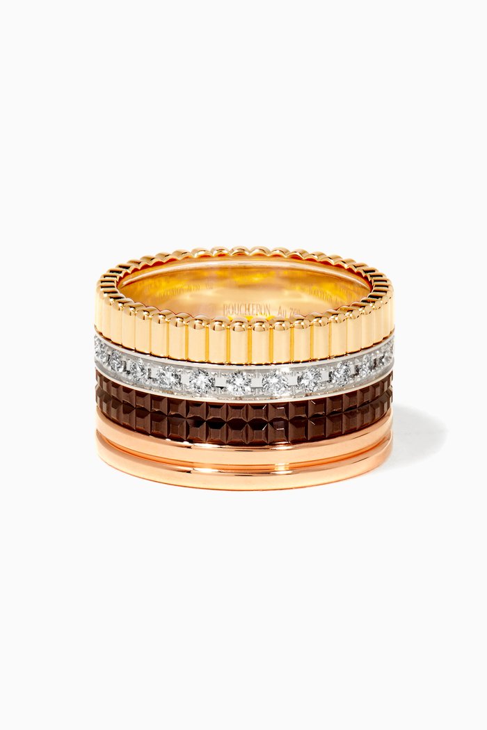 

Yellow, White & Rose-Gold Diamond Pavé Large Quatre Ring