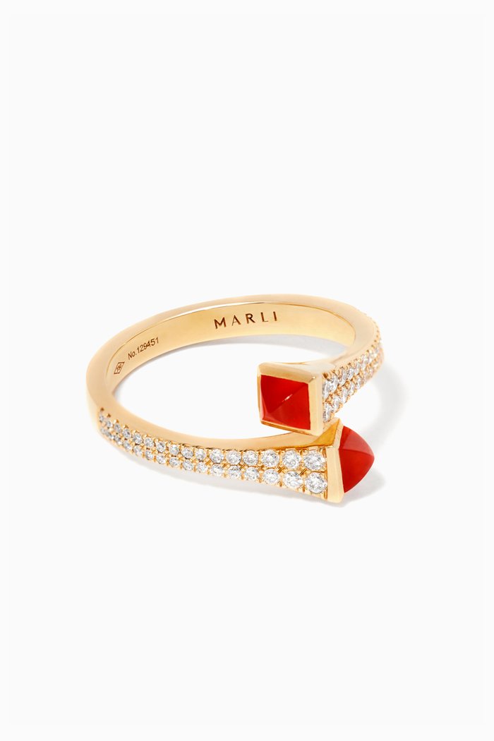 

Yellow-Gold Cleo Red-Agetate Ring