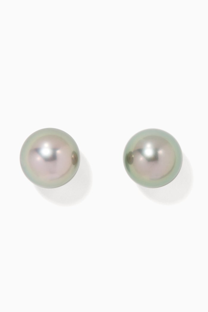 

White-Gold Akila Pearl Earrings, Silver