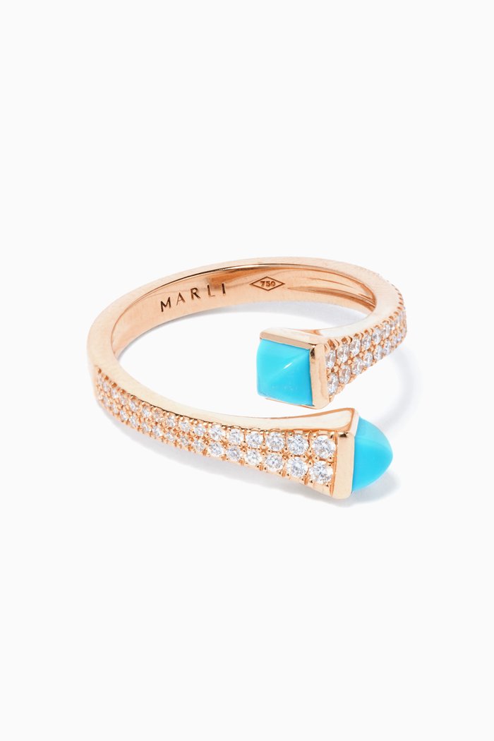 

Cleo Diamond Wrap Ring with Turquoise in 18kt Rose Gold