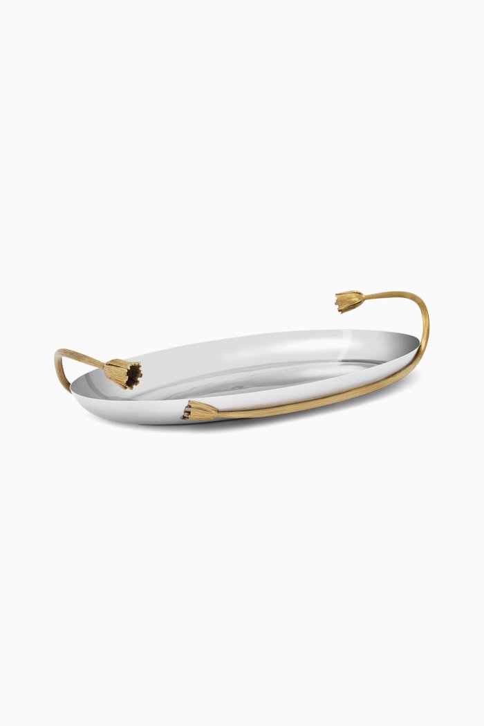 

Gold Plated Deco Leaves Large Tray, Multicolour