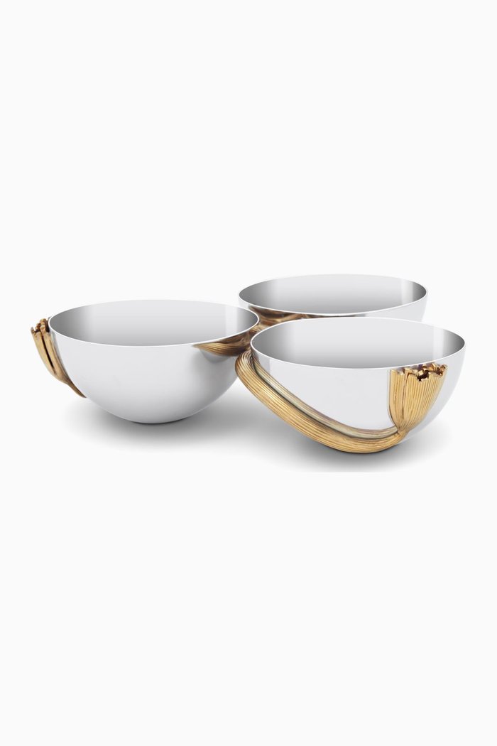 

Gold Plated Deco Leaves Condiment Server, Multicolour