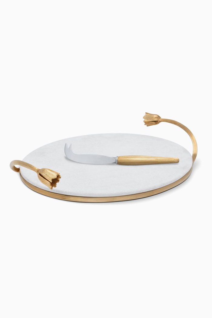 Deco Leaves Cheese Serving Set, Multicolour