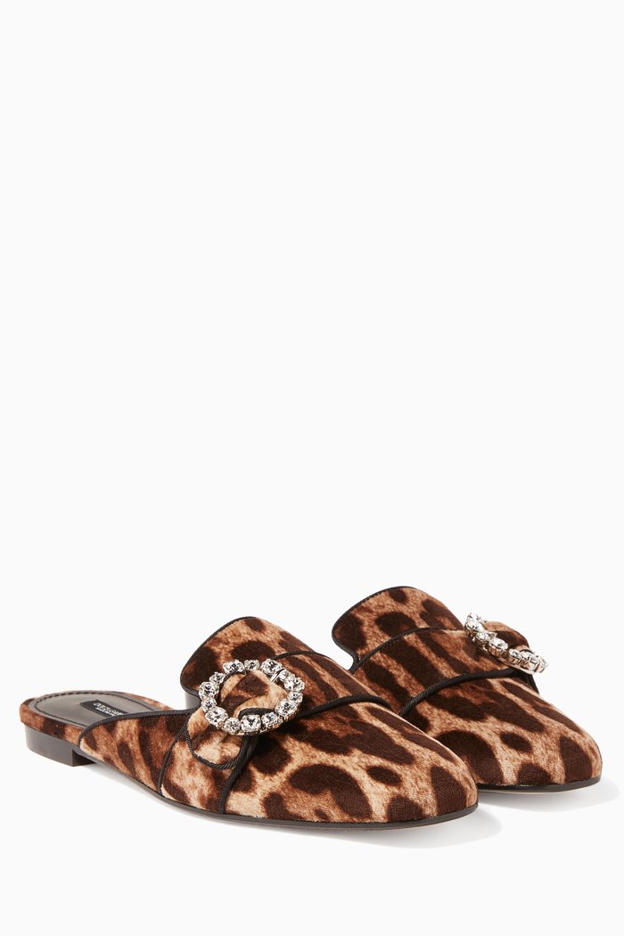 

Leopard-Print Jackie Velvet Loafers, Brown