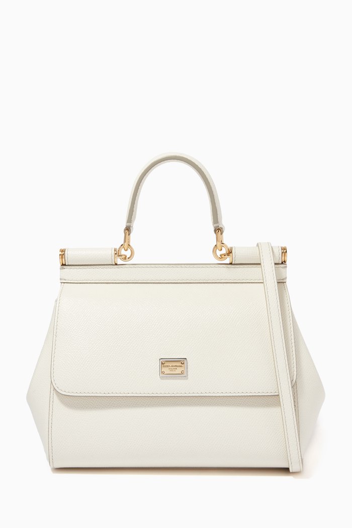 

Sicily Small Top Handle Bag in Duaphine Leather, White