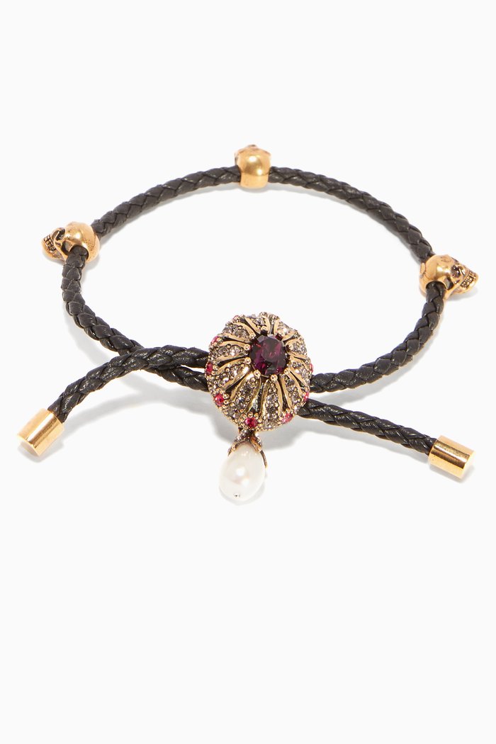 

Black Leather Jewelled Friendship Bracelet