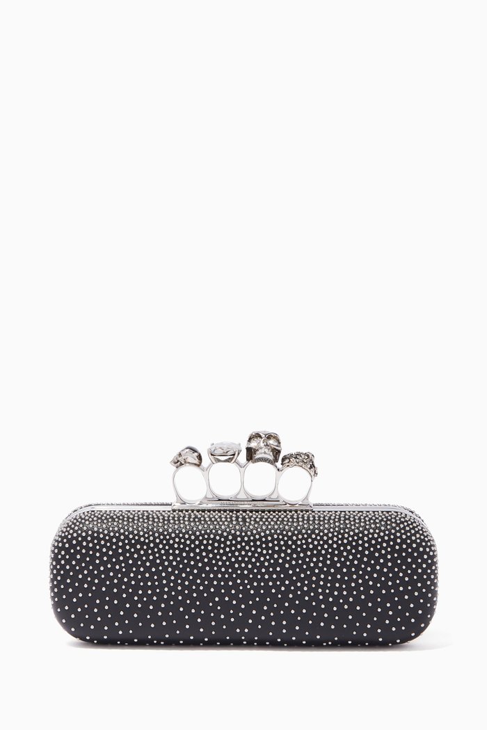

Studded Four Ring Clutch, Black