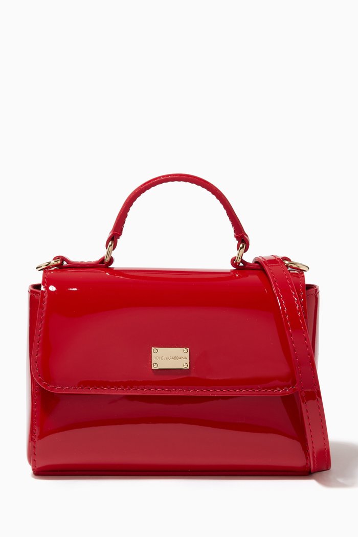 Shoulder Bag in Calfskin, Red