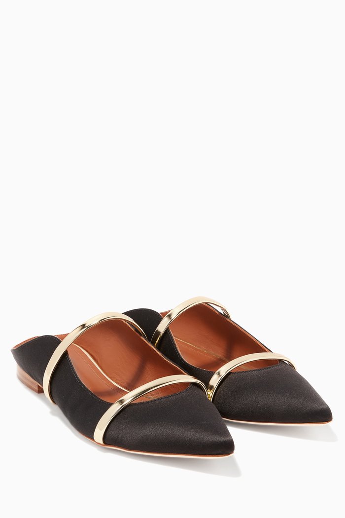 

Black Satin Maureen Flats