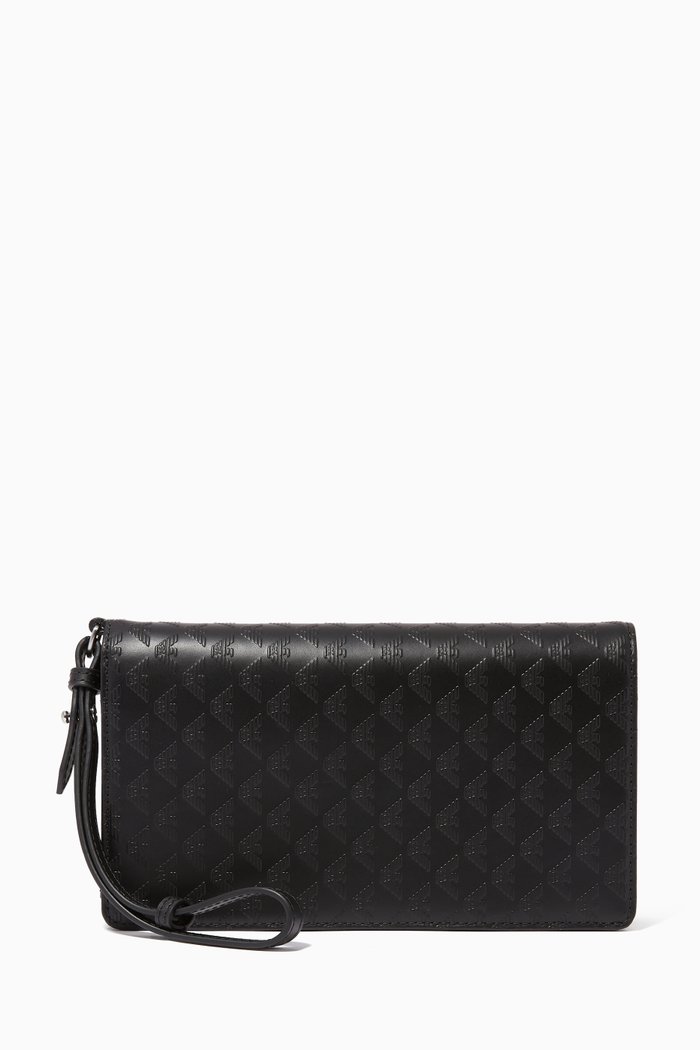 

Embossed Logo Print Wallet, Black
