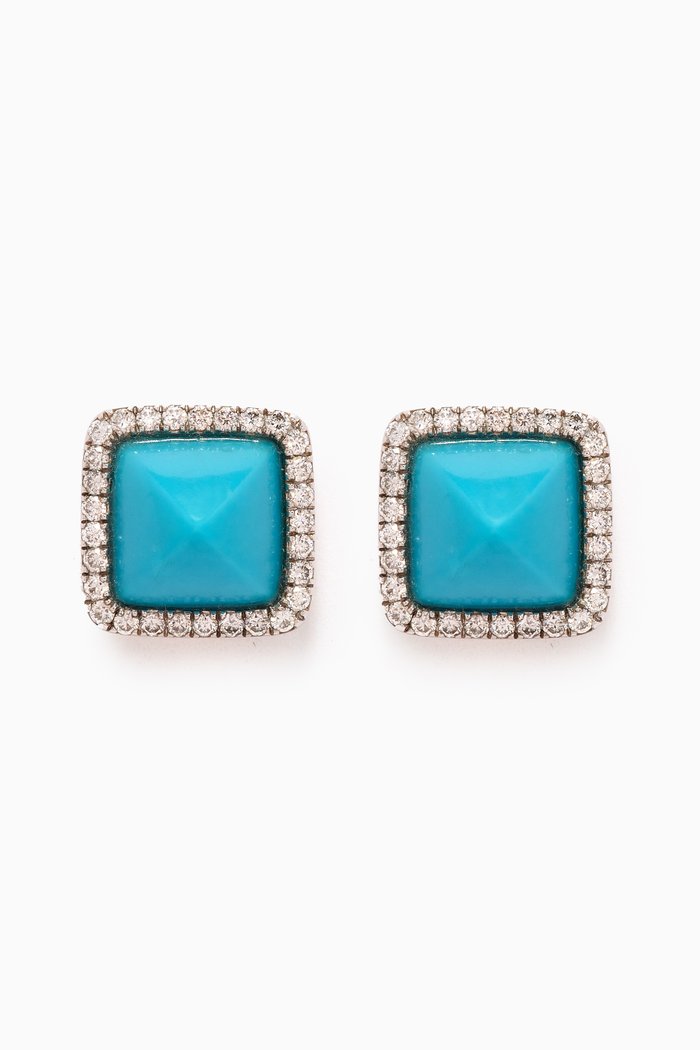 

Cleo Diamond Stud Pyramid Earrings in 18kt White Gold, Silver