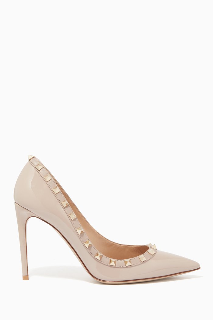 

Rockstud Patent Leather Pumps, Neutral