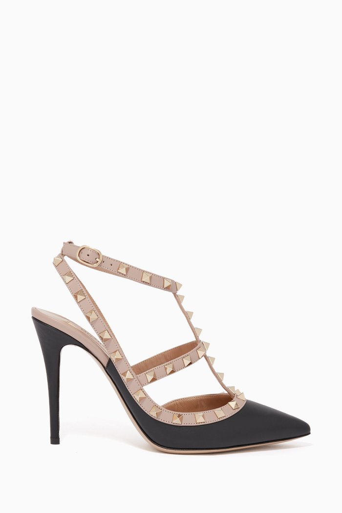 

Black Single-Strap Rockstud Pumps