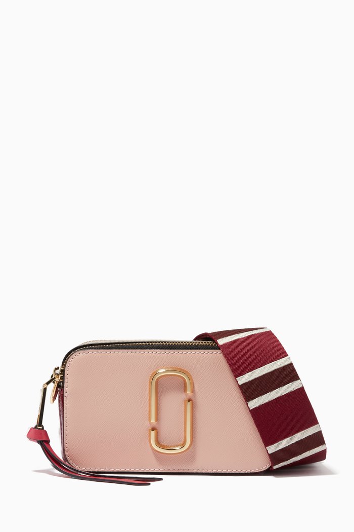 Small Snapshot Camera Crossbody Bag in Leather, Pink