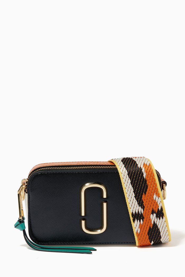 Small Snapshot Camera Bag in Saffiano Leather, Black