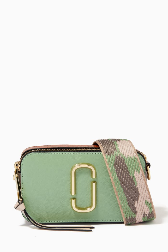 Small Snapshot Camera Bag in Saffiano Leather, Green
