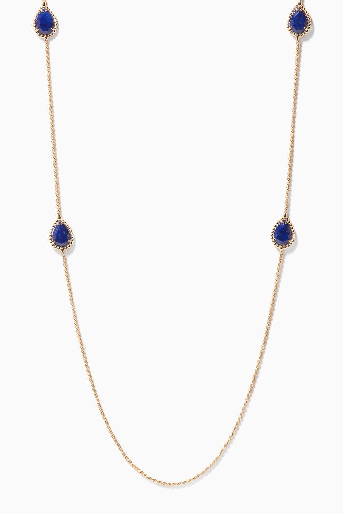 Yellow-Gold Sautoir Serpent Bohème Lapis Lazuli Necklace