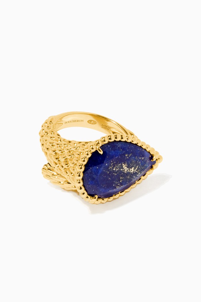 

Lapis Lazuli L Motif Serpent Bohème Ring in Yellow Gold