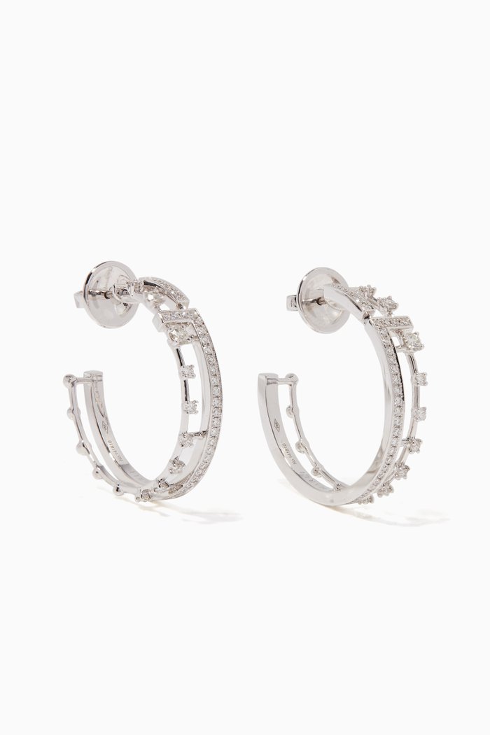 

White-Gold & Diamond Avenues Hoop Earrings, Silver