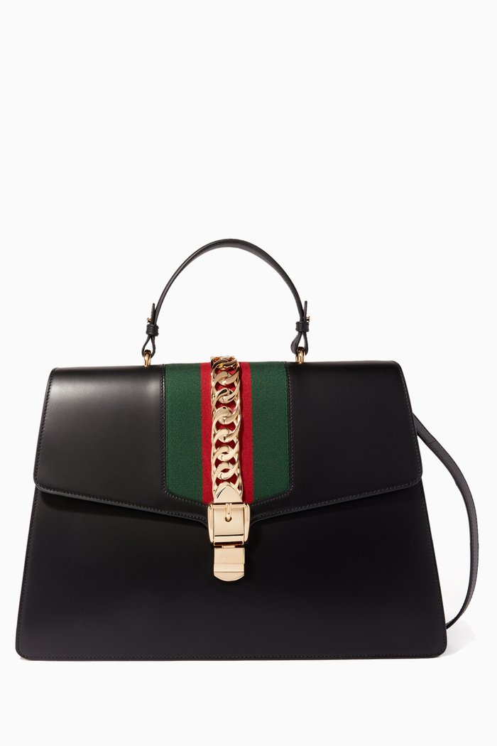 

Black Large Sylvie Medium Leather Tote Bag