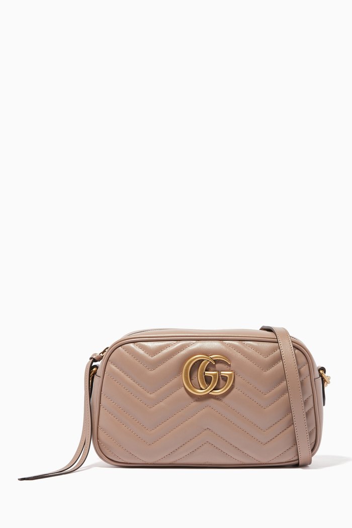 

Beige Leather Small GG Marmont Shoulder Bag, Neutral