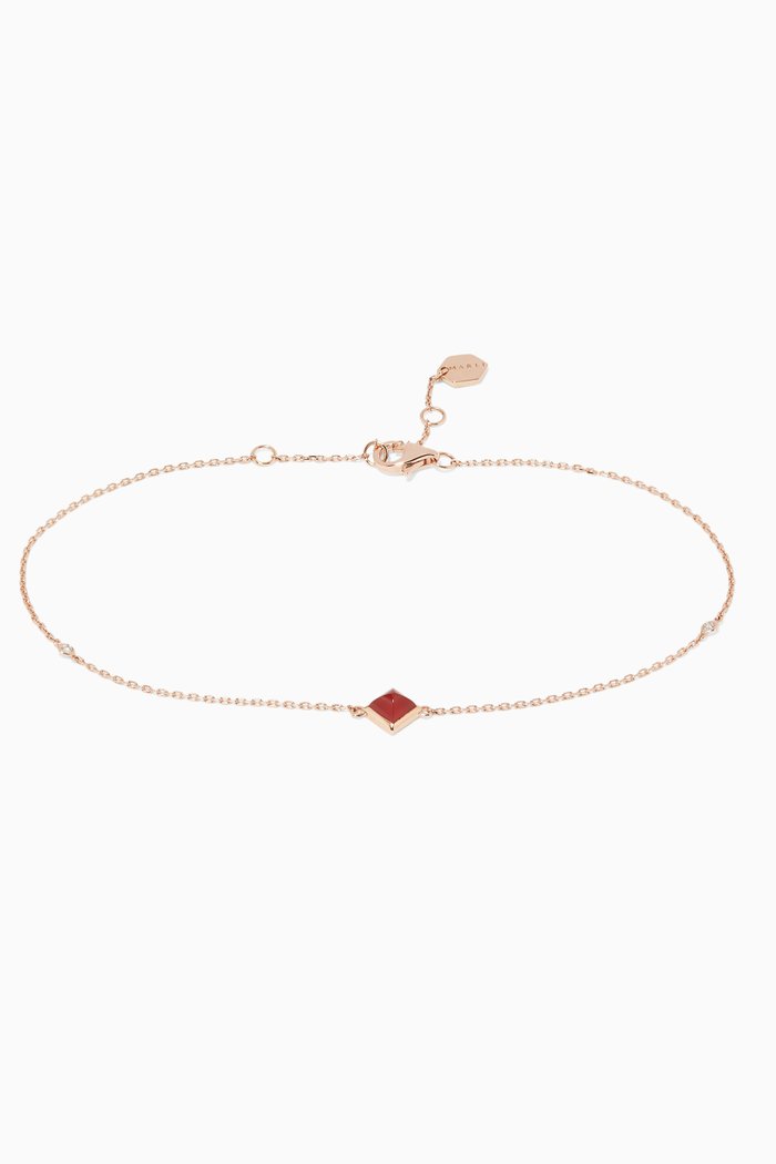 

Rose-Gold, Red Agate, & Diamond Cleo Anklet