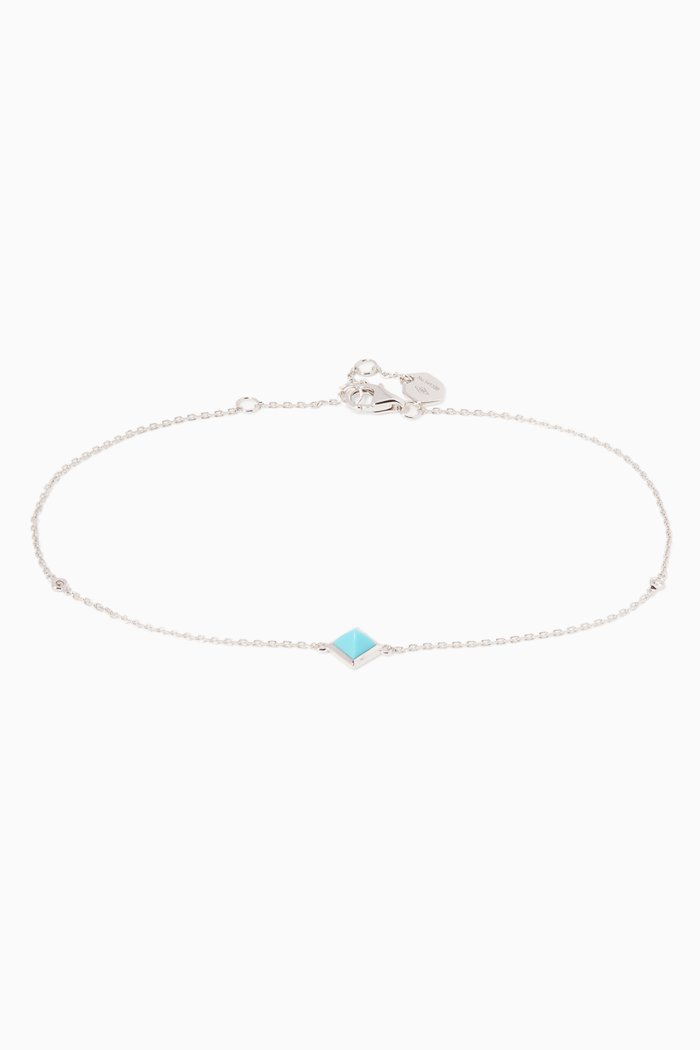 

White-Gold Turquoise Anklet, Silver