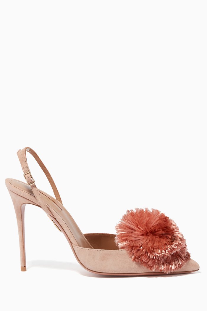 

Pink Powder-Puff Velvet Sling-Back Pumps