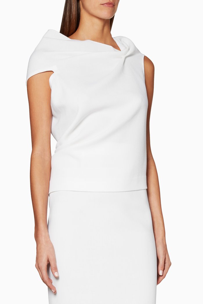 

Ivory Eugene Draped Top, White