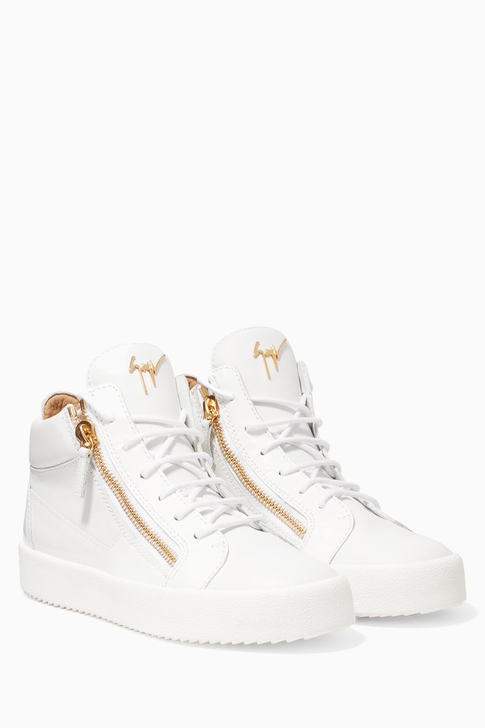 

White High-Top Side Zip Sneakers