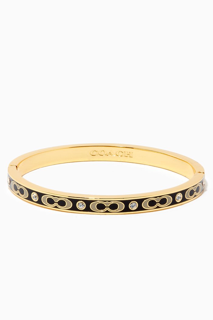 

Signature Stone Hinged Bangle, Black