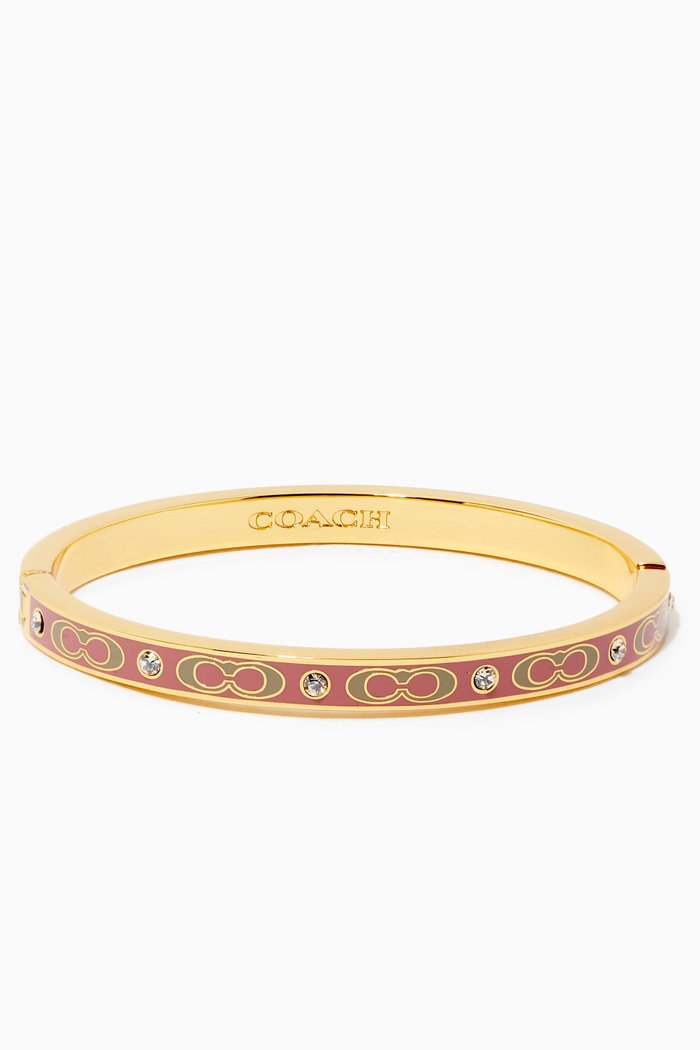 Signature Stone Hinged Bangle, Pink