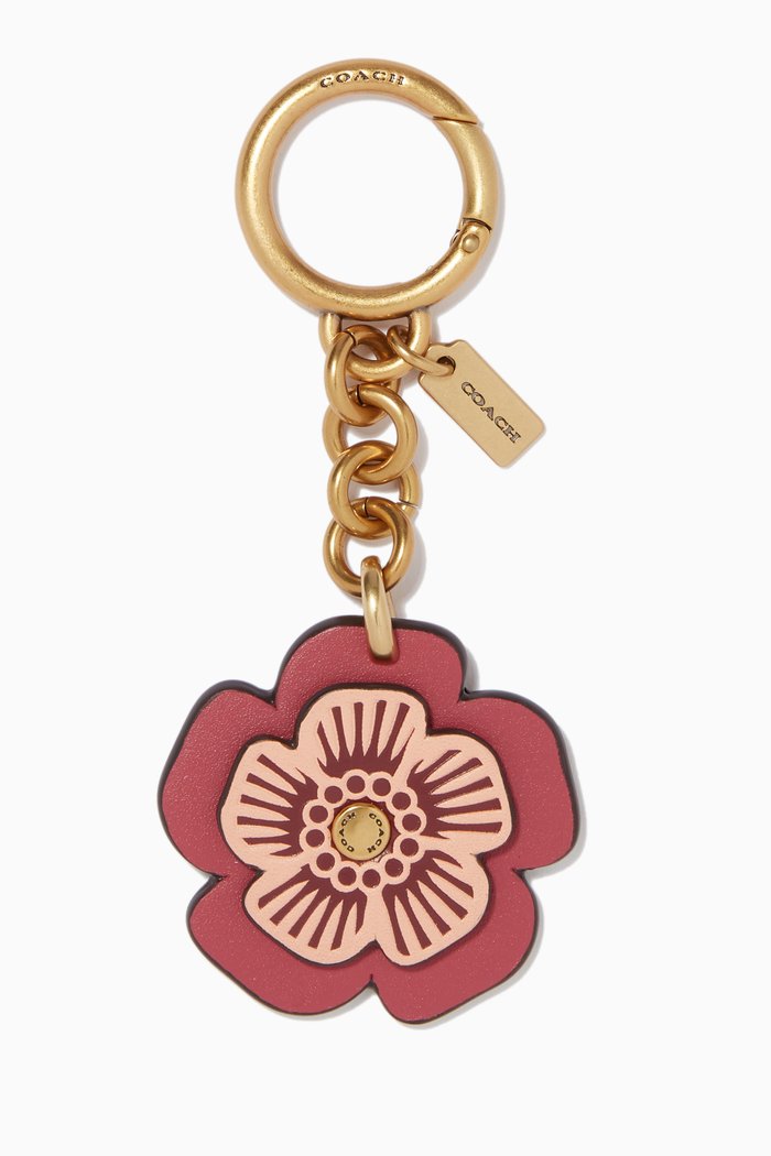

Willow Tea Rose Bag Charm in Leather, Red
