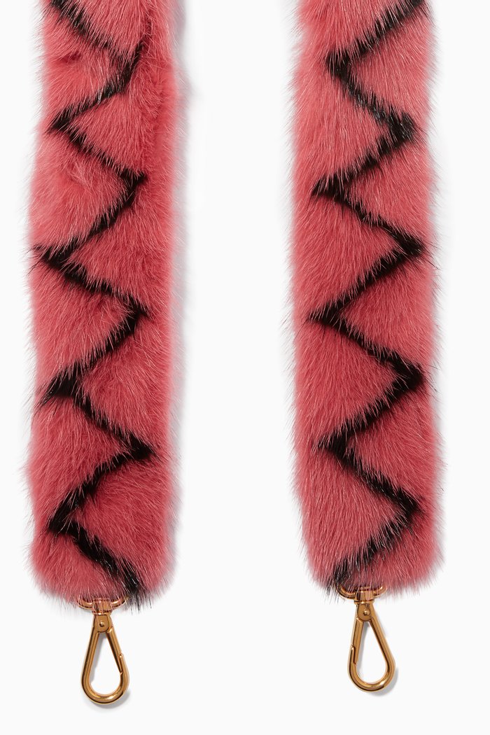 

Pink & Black Mink-Fur Zig-Zag Bag Strap