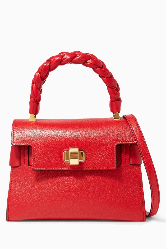 

Red Click Braided Top Handle Bag