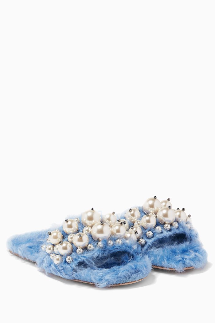 Light-Blue Eco Shearling Sandals