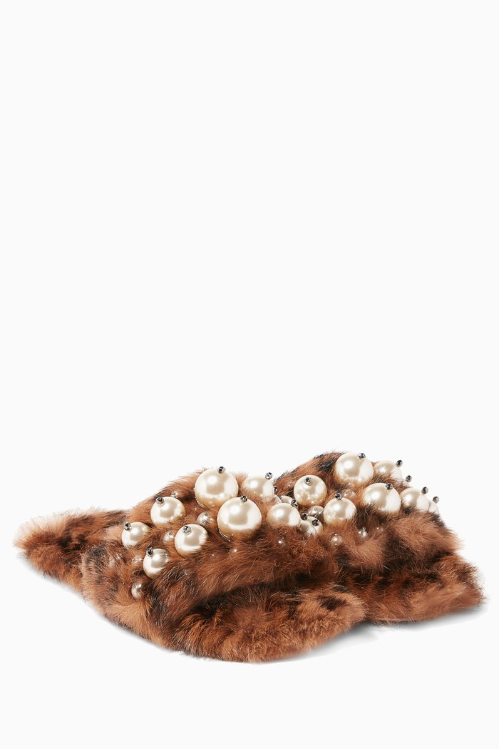 

Leopard-Print Eco-Shearling Embellished Sandals, Multicolour