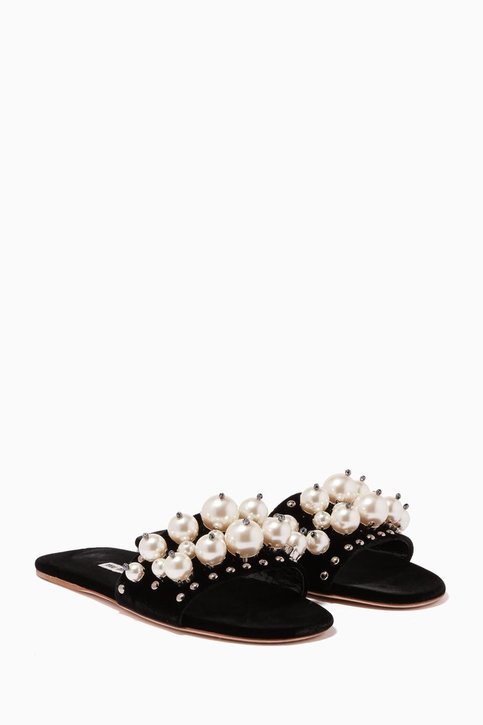 

Black Velvet Pearl Slides