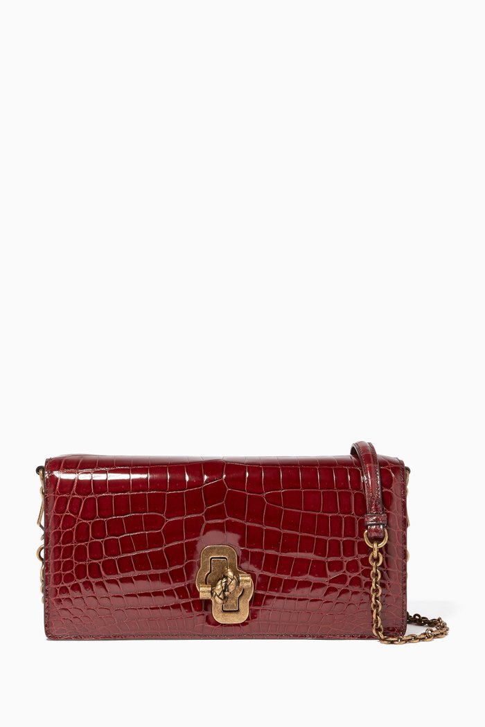 

Dark-Red Croco Fume Clutch Bag
