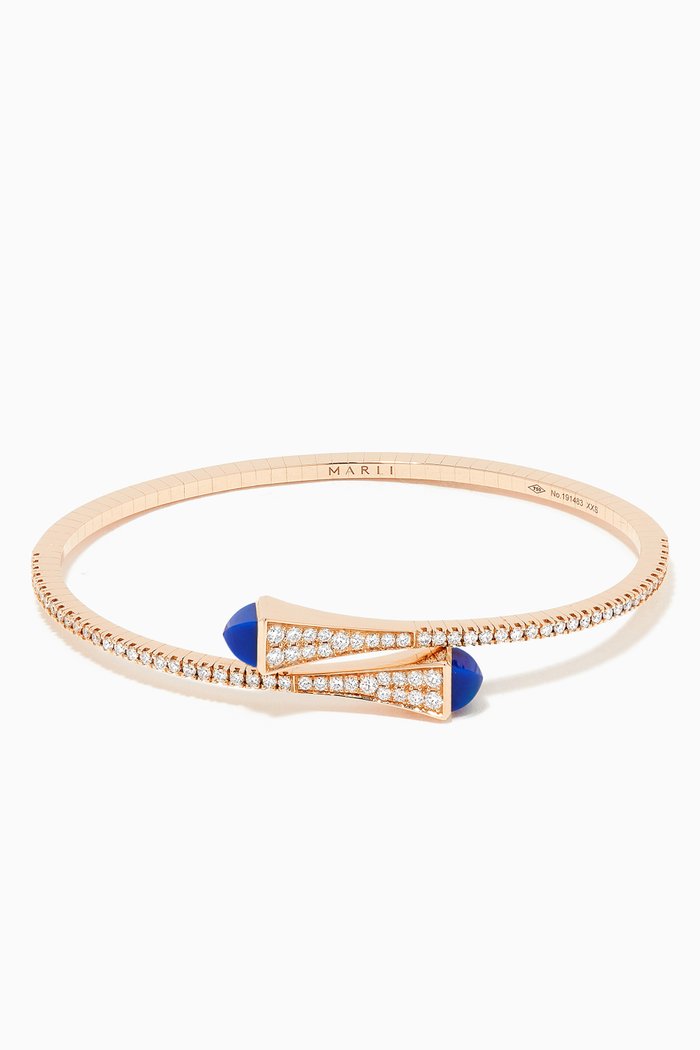 

Cleo Lapis Lazuli Diamond Midi Slip-on Bracelet in 18kt Rose Gold