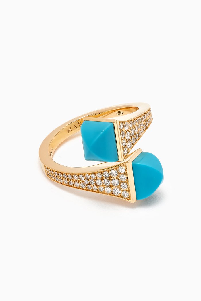 

Cleo Diamond & Turquoise Wrap Ring in 18kt Gold, Yellow