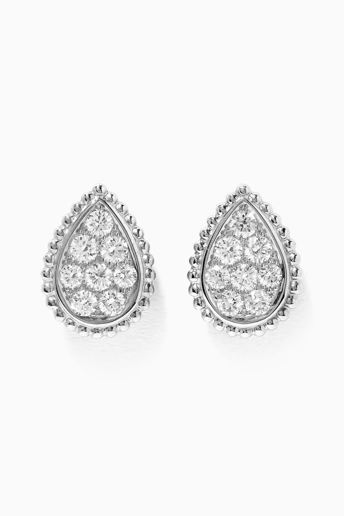 

Serpent Bohème Ear Studs with Pavé Diamonds in 18kt White Gold, S Motif, Silver