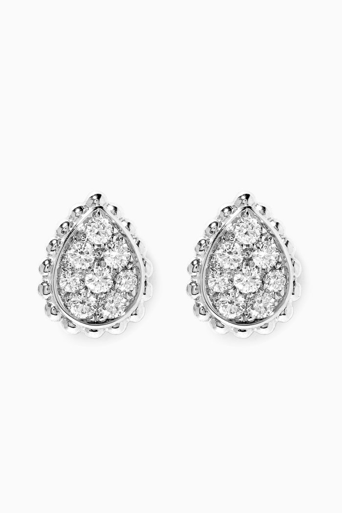 

Serpent Bohème Ear Studs with Pavé Diamonds in 18kt White Gold, XS Motif, Silver