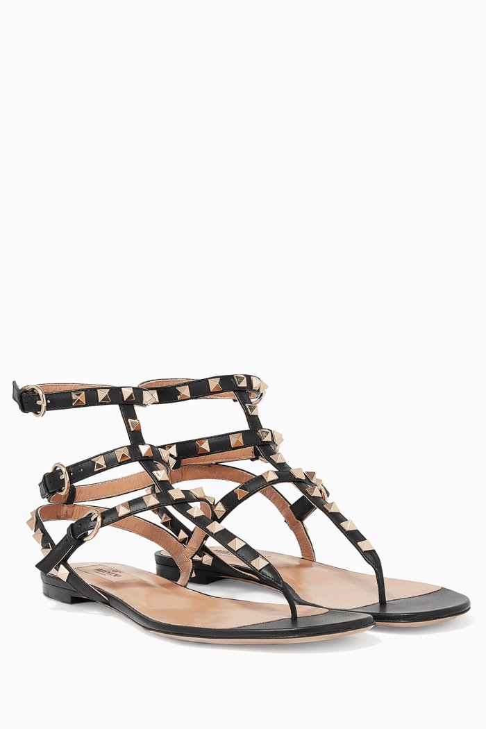 

Valentino Garavani Black Rockstud Leather Sandals