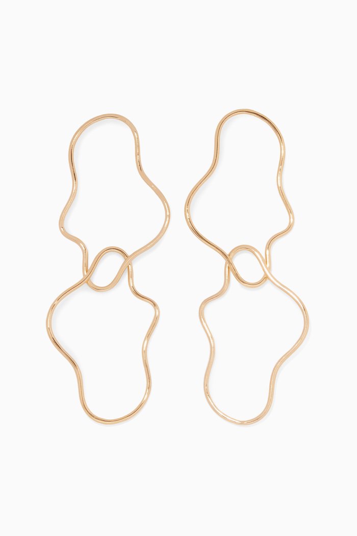 Gold-Plated Silver Double Elongated Squiggle Earrings